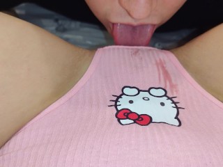 HELLO KITTY Gentle Cunnilingus Closeup for Stepsister