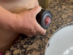 Gender X hand held masturbator helps with massive cum shot