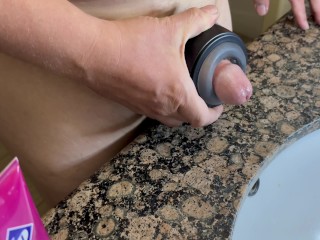 Gender X Hand Held Masturbator Helps with Massive Cum Shot