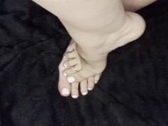 BBW stepmom MILF oiled up white toes meaty wrinkled soles up close POV
