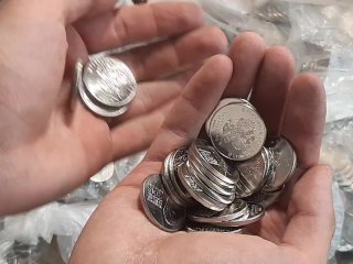 coins, solo male, silver, sfw