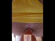 Preview 1 of Dual view thrusting dildo riding prostate leaking and peeing with soft cock and panties
