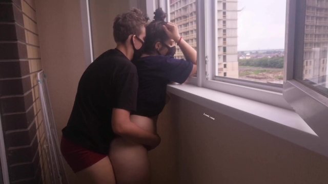 Cum from gentle MASTURBATION on the balcony 😜 in public 😍 lgbt 😼 real porn 🔥