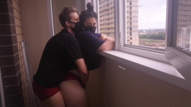 Cum from gentle MASTURBATION on the balcony 😜 in public 😍 lgbt 😼 real porn 🔥