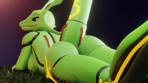 Rayquaza schudt met haar kont