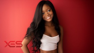 Super Sexy 18 yr old Black Teen w Natural 34DD Big Tits gets Huge Facial in Ebony BJ Video