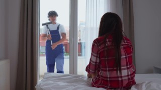 Perfect Cheating Brunette Housewife Fucks The Cable Guy - Alina Lopez