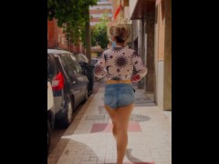 Sheer top & flashing tits in the street