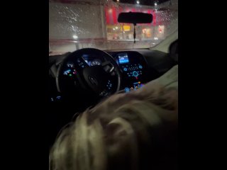 car play, exclusive, real public blowjob, blonde