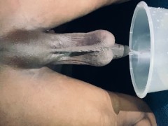 Best bucket pissing at night with an open anal