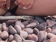 Preview 2 of Monster 🌊 piss on lake superior public beach 🏖 when agate rock hunting
