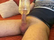 Preview 2 of Horny Guy Fucking Fleshlight like Crazy until Moaning Creampie Orgasm - fap2it