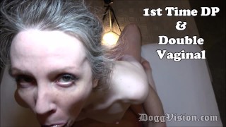 Skinny Milf's First DP And Double Vaginal