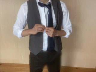 Japanese ManMasturbates While_Wearing a Suit (1)
