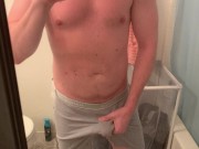 Preview 1 of CUMMING IN MY BOXER BRIEF SHORTS BEFORE SHOWER