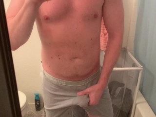 CUMMING IN MY BOXER BRIEF SHORTS BEFORE SHOWER