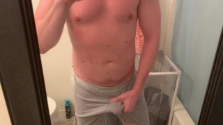 CUMMING IN MY BOXER BRIEF SHORTS BEFORE SHOWER