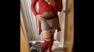 Femboy Solo infront of Mirror