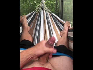 Risky Public Horny Hammock Masturbation with Multiple Intense Orgasms at my Campsite ALMOST BUSTED