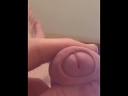 Preview 4 of Uncut guy with big cock fingering and playing with foreskin before cumming in slo motion