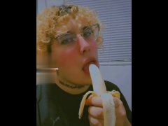 Horny Goth Femboy Eats a Banana