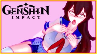 Genshin Impact - Amber receives in school uniform