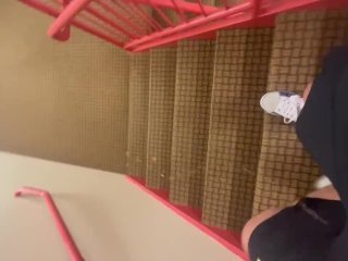 Piss fetish peeing pee walk in straircase