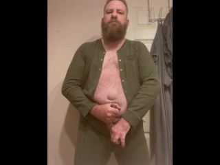 Hung Bear Stud in Union Suit Jacking off