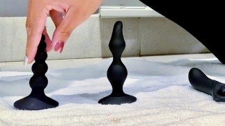 Anal Virgin Sex Toy Progression | 18 y/o Ivy League Student Solo Masturbation in Public Bathroom