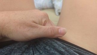 Quick pussy flash before the gardener sees