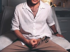 Handsome man Noel Dero, dressed in old money style, masturbates on camera and cums loudly. 4K SOLO