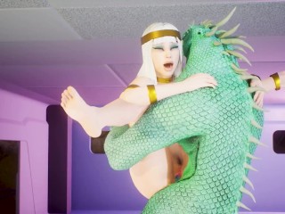 Tatiana y El Dragón Verde Esponjoso De Doble Polla Reciben un Gran Creampie Por Todo El Cuerpo