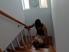 Super model Europeia FUCK DOGGY ON THE STAIRS