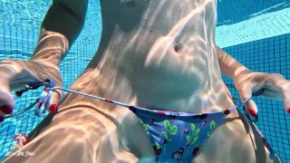 Step Sis Horny In The Swimming Pool So Creampie Hairy Pussy Close Up