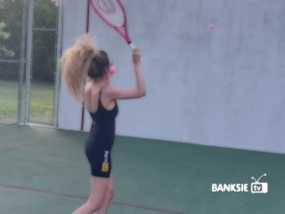 Banksie Pornhub Yoga & Playing Tennis in Public, Finds New Ball Boy Part 2