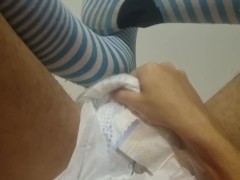 ABDL Diaper Boy Cumming in His Diaper