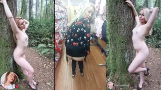 Мила надевает штаны на публике!