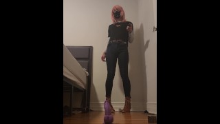 Thot in boots smokes and rides a cock