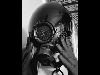 solo female, bbw, gas mask, rubber gloves