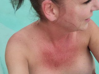 solo female, amateur, hot mommy, swimming naked