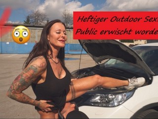 Heftiger Outdoor Sex!!! Public Erwischt Von 2 Arbeitern