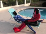 Preview 3 of Not allowed to cum Mistress Latex Rubber Outdoor Magic wand