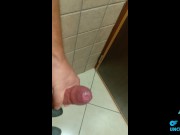 Preview 2 of tight foreskin fun, cock ring in a public bathroom phimosis cock