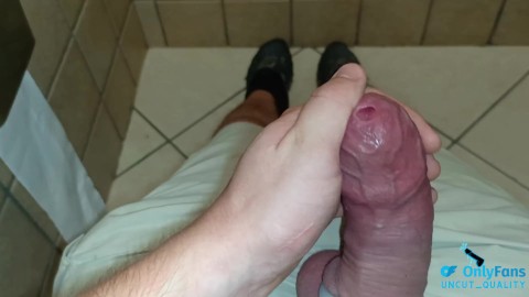 public bathroom tight foreskin masterbation! so much fun !