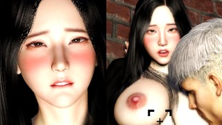 Fucking a Korean girl in a back alley(Camera ver POV)