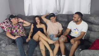 Despedida De Solteiro Super Excitada Com Dois Amigos E Uma Puta