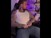 Preview 2 of Muscled Hunk Streamer get caught jerking off LIVE