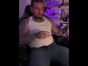 Preview 3 of Muscled Hunk Streamer get caught jerking off LIVE