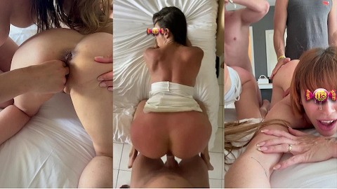 Dois MILFs no cio com bundas grandes e seios grandes prestam-se 2 belos galos para uma foda DURA