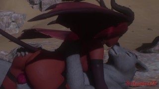 Succubus girl is fucked by a werewolf | Huge cock for the devil whore